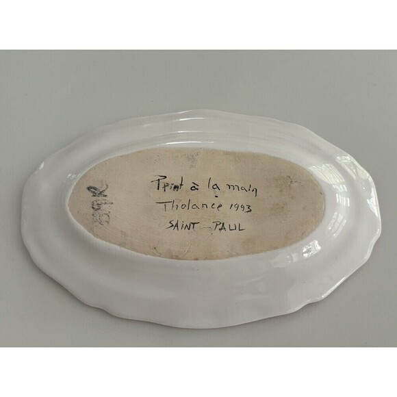Tholance St Paul France Hand Painted Coastal Cottage Shabby Chic 7” Oval Dish - Picture 5 of 6